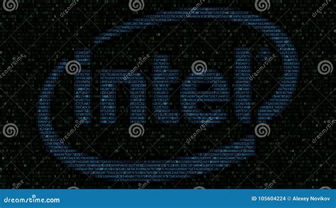 Intel Corporation Logo Made Of Hexadecimal Symbols On Computer Screen