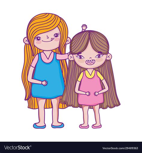 Happy Children Day Two Little Girls Together Vector Image