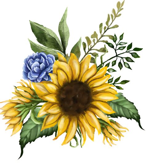 Sunflower Watercolor Wreath And Bouquets Sunflowers Clipart Etsy In