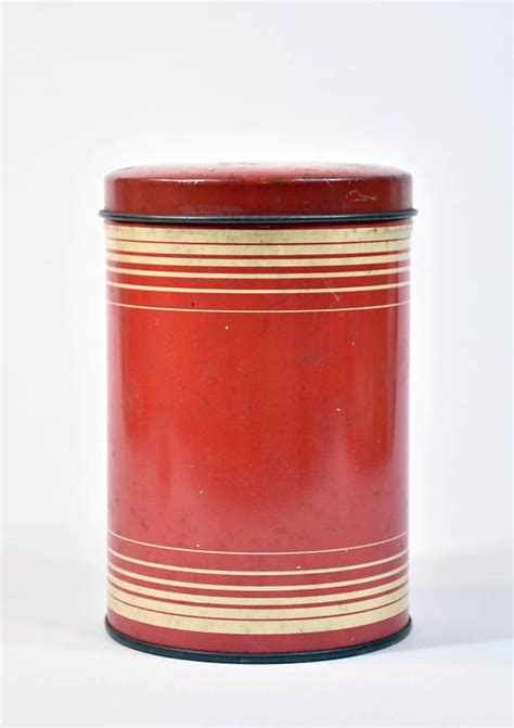 Vintage Red Tin Can Packaging Ting Christmas Old Etsy Tin Can