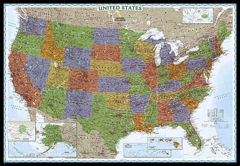United States Ngs Decorator Wall Map Large Paper Stanfords