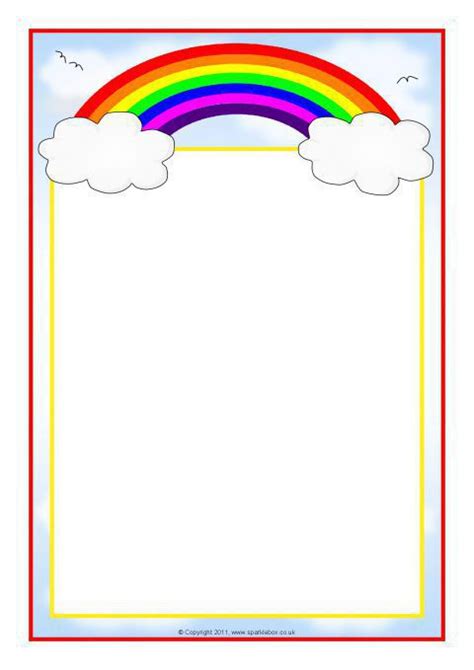 Rainbow Themed A4 Page Borders Sb7475 Sparklebox