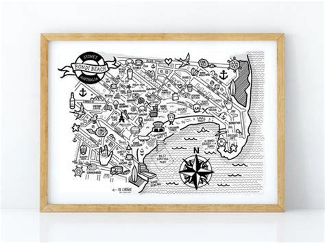 Bondi beach australia bondi beach is a popular beach is the world famous beach in the sydney australia. Bondi Beach illustrated map, Sydney, Australia by Rosie Apps illustration www.rosieapps.com ...
