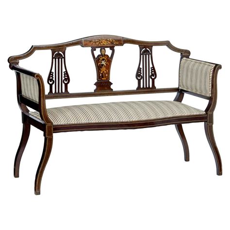 Early 20th Century Edwardian Inlaid Rosewood Salon Sofa At 1stdibs