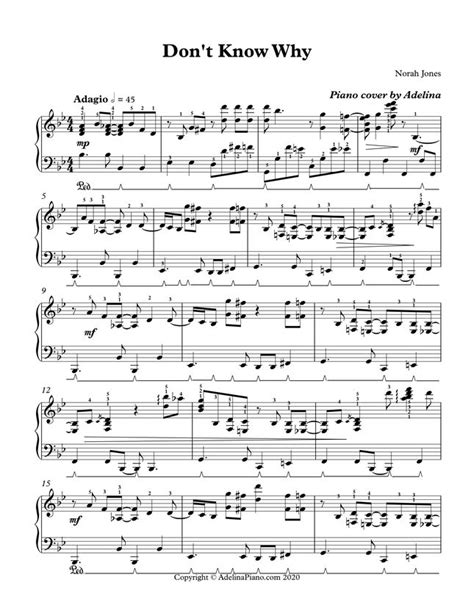 Norah Jones Dont Know Why By Adelina Piano Sheet Music