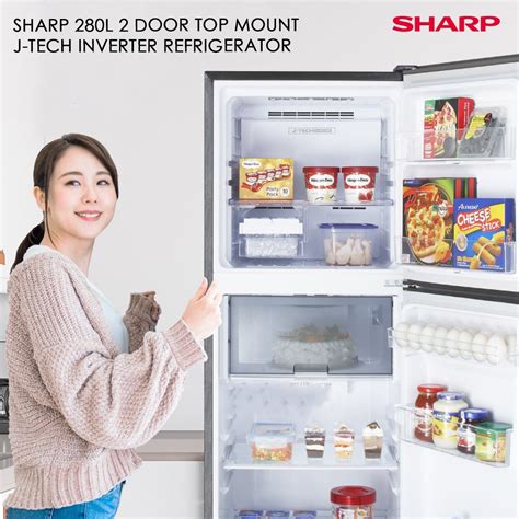 Sharp 280l 2 Door Top Mount J Tech Inverter Refrigerator Sj286mss Ag