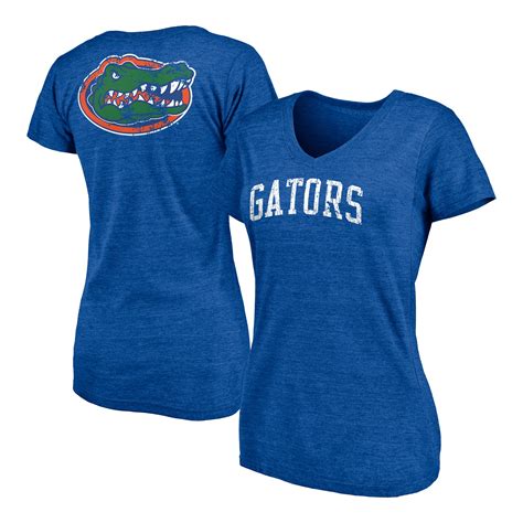 Florida Gators Womens Royal Blue Slab Serif Tri Blend V Neck T Shirt