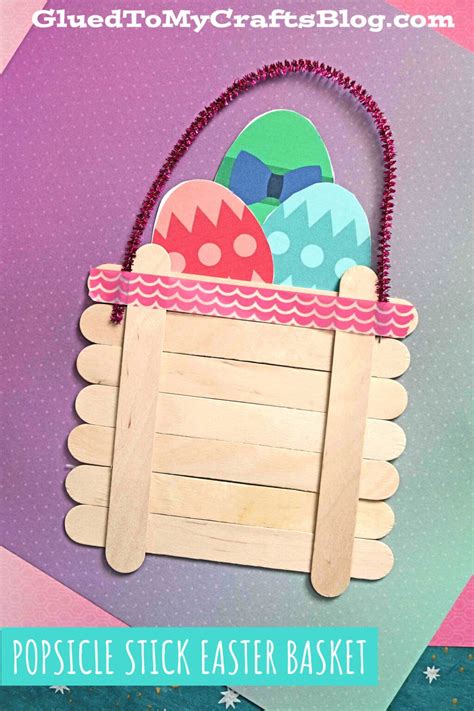 Popsicle Stick Easter Egg Basket Spring Kids Craft Tutorial Simple