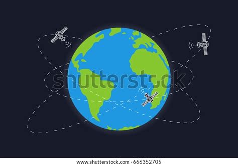 Planet Earth Satellite Orbits Vector Illustration Stock Vector Royalty