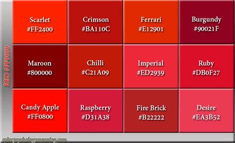 99 Shades Of Red Color With Names Hex Rgb Amp Cmyk Colors Explained