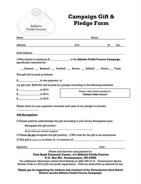 Sample Pledge Letter For Pledge Card