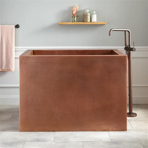 1200 x 700 bath is crafted of high quality acrylic and designed for one person bathing. 48" Amery Rectangular Hammered Copper Japanese Soaking Tub ...