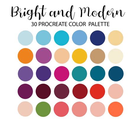 Bright And Modern Procreate Color Palette Ipad Color Etsy