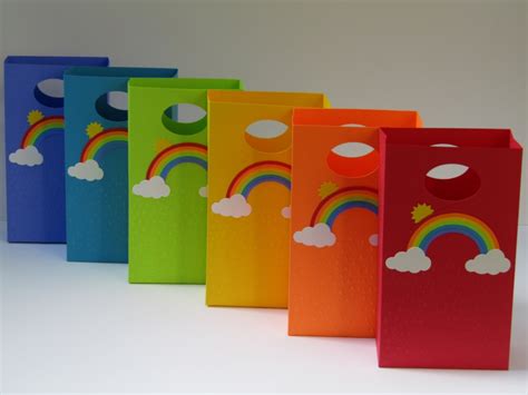 12 Rainbow Favor Bag Rain Drop Embossed Candy Bag Rainbow Bag