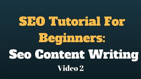 SEO Tutorial For Beginners SEO Content Writing YouTube