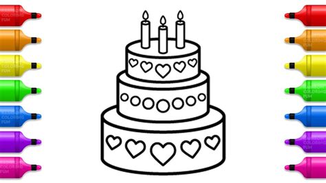 30+ clean and yummy cake and birthday cake coloring pages for little kids. Sweet Cake with Hearts Coloring Pages for Kids | Drawing ...