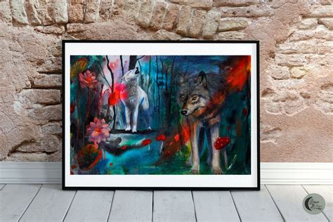 Vibrant Nature Wall Art Print High Quality Abstract Realism Wolf Fine