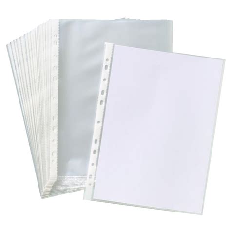 100x A4 Punched Pockets Clear Poly Wallets Filing Pack Of 100 Multi