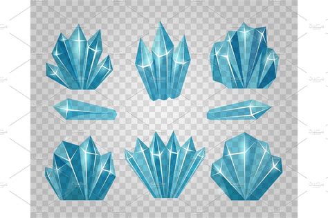Ice Crystals Isolated On Transparent Background Crystal Drawing