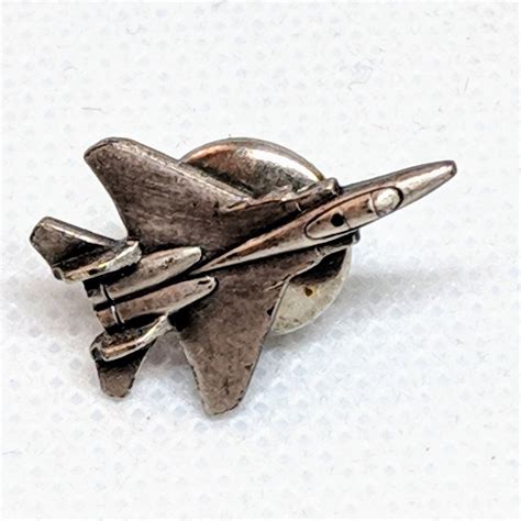 Fighter Jet Airplane Lapel Pin Hat Pin Pewter Tone Aviation Etsy
