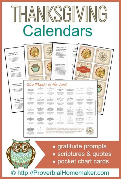 Free Printable Thanksgiving Gratitude Calendars Homeschool Giveaways