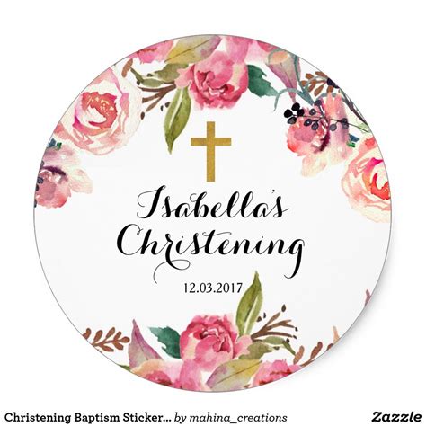 Christening Baptism Sticker Gold Cross In 2022 Wedding