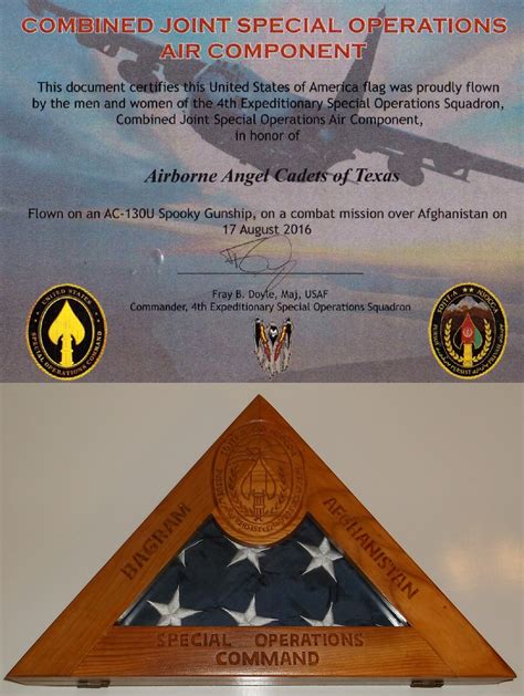 Once it's back, i make a certificate indicating the date flown, the aircraft tail number and all the crew members of the plane that flew the . Flag Flown Over Afghanistan Certificate / Us Flag Flown ...