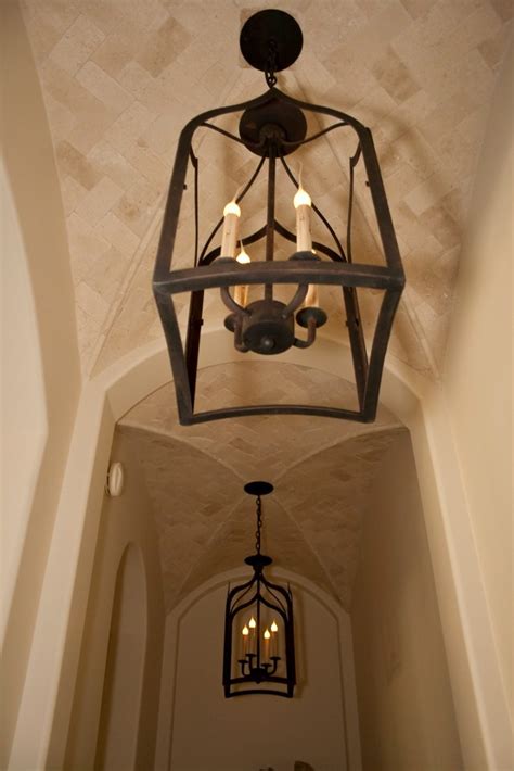 Groin Ceiling In Hall With Tumbled Stone Ceiling Ceiling Lights Lights
