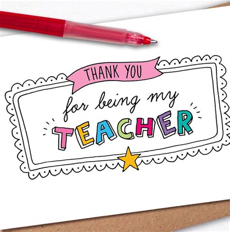 Thank You Card For Teacher Template