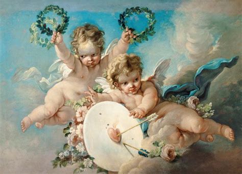 François Boucher Amors target Cherub art Angel painting Art prints