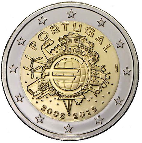 2 Euro Coin Ten Years Of Euro Portugal 2012