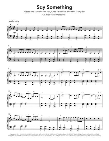 Say Something Easy Piano By Digital Sheet Music For Sheet Music
