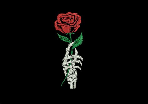 Skeleton Hand With Rose Embroidery Design For Machine Etsy