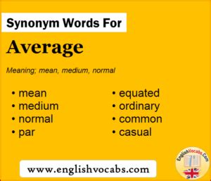 Synonym for Average, what is synonym word Average - English Vocabs