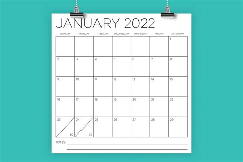 Printable Calendar 2022 Big Squares Calendar Example And Ideas