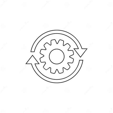 Workflow Process Line Icon In Flat Style Gear Cog Wheel With Arrows