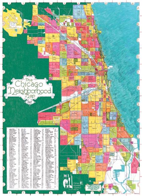 Chicago Neighborhood Map Poster Casa Pittura