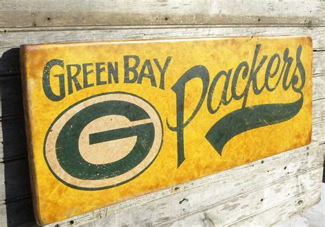 Green Bay Packers Sign Original Wooden Sign Hand Lettered Faux