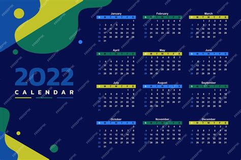 Premium Vector 2022 New Year Calendar Template Vector Design With