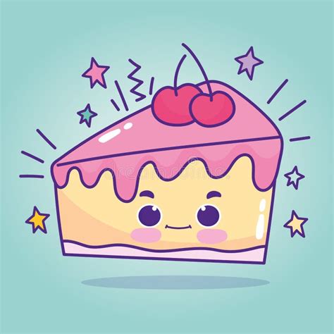 food cute cake with cherries cartoon stock vector illustration of shape cute 175990105