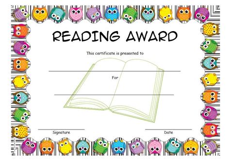 Reading Award Certificate Template Free Download Part 3 Of Printable