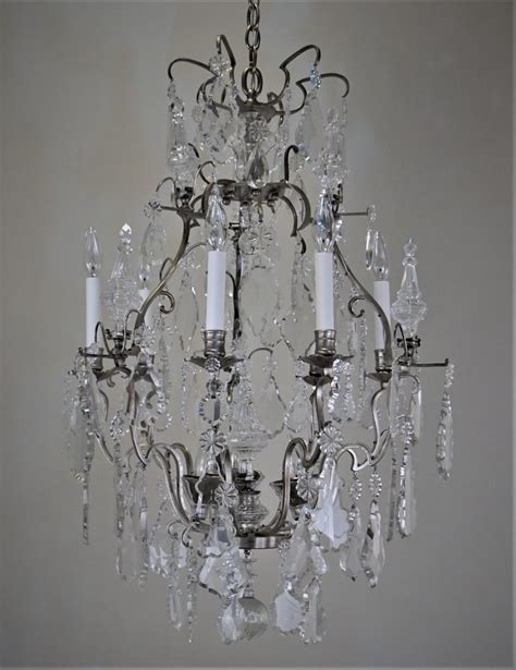 Estate sales & antique appraisal services. Antique French 1920s Crystal and Silver Chandelier For ...