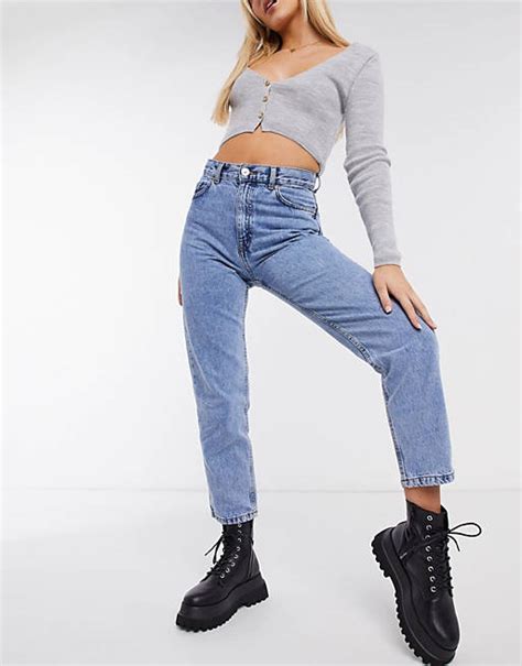 Pullandbear Mom Jean In Light Blue Asos