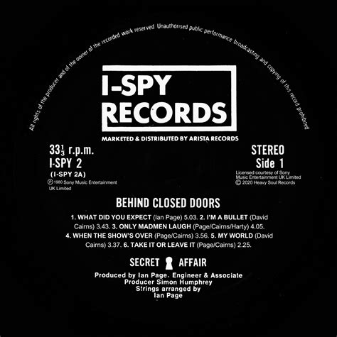 Behind Closed Doors – Anniversary Vinyl (Black) – Secret Affair