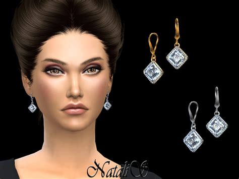 Asscher Cut Diamond Earrings Pave By Natalis At Tsr Sims 4 Updates