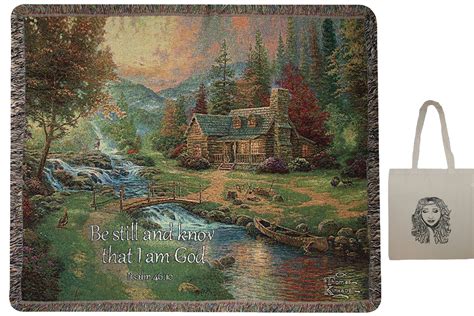 Mountain Paradise Psalm 46:10 Inspirational 50" x 60" Tapestry Throw