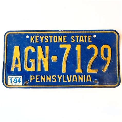 1994 Pennsylvania Keystone State License Plate Agn 7129 Buffly