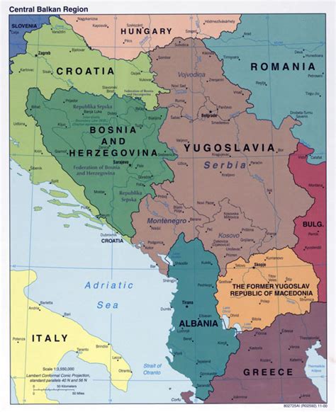 Large Detailed Political Map Of Central Balkan Region With Major Cities Vidiani Com