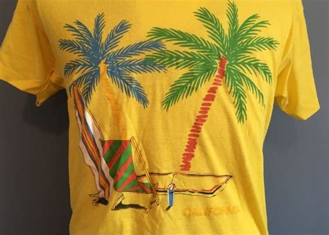 Vintage California Palm Trees 1980s Yellow Travel Sum Gem