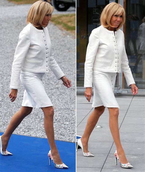 Brigitte Macron Shows Off Her Tanned Legs Arriving At The Nato Summit